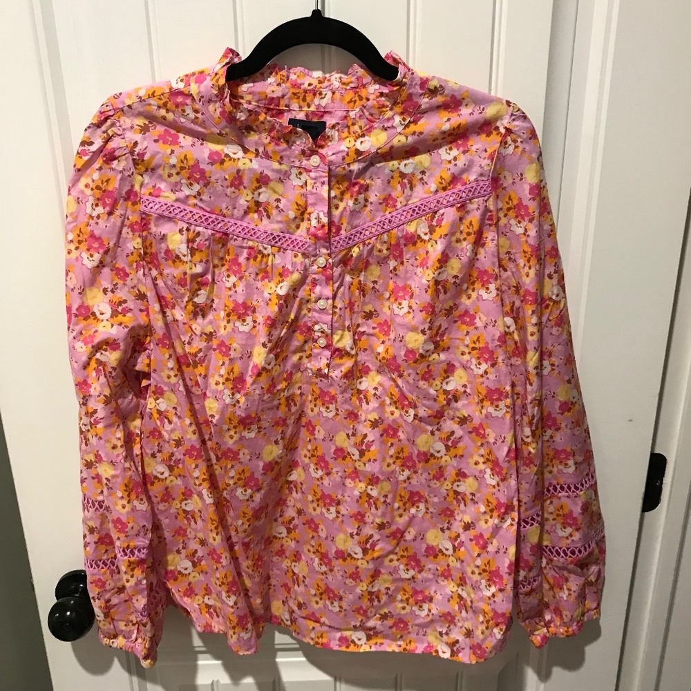 J.Crew Factory Floral Ruffneck Shirt - Picture 2 of 5